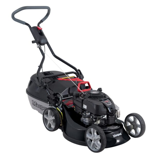 Masport 19 aluminium mower with Briggs & Stratton 700 Series engine, mulching and chipper chute.
