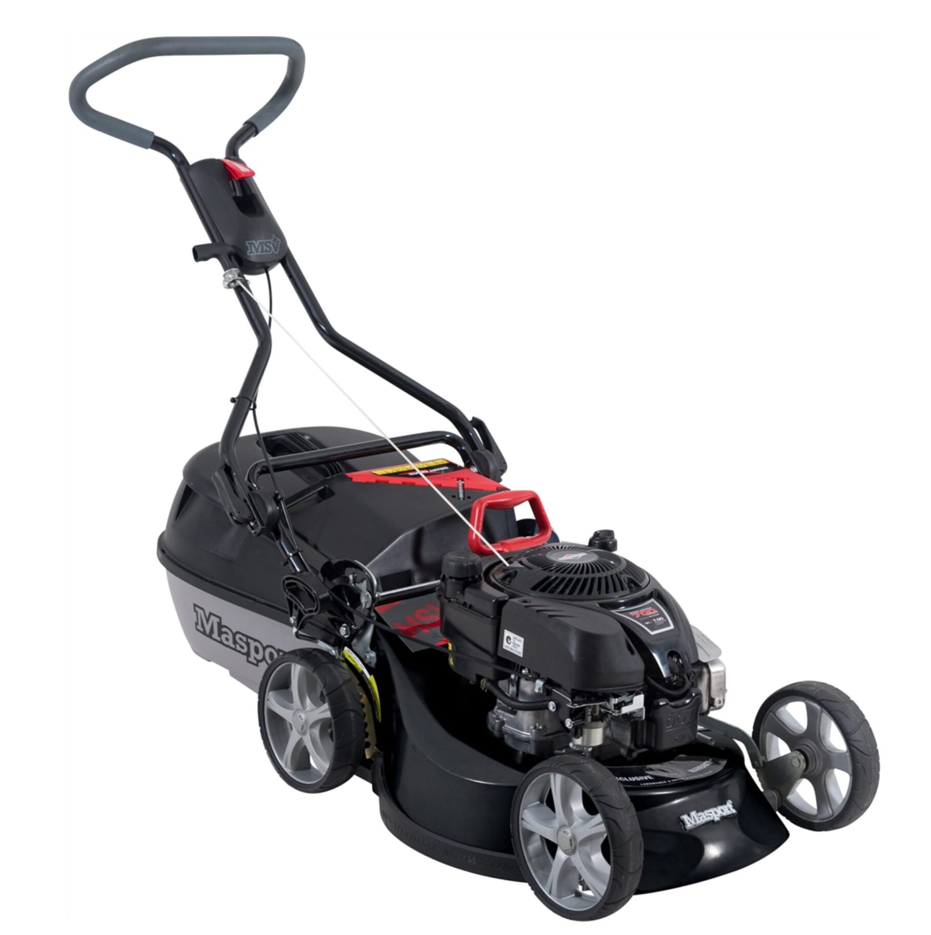 Masport 19 aluminium mower with Briggs & Stratton 700 Series engine, mulching and chipper chute.